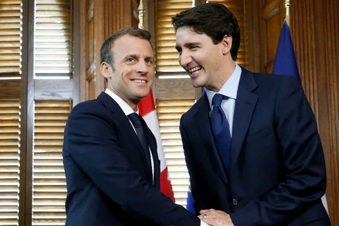 Thủ tướng Canada Justin Trudeau và Tổng thống Pháp Emmanuel Macron. (Nguồn: Reuters)