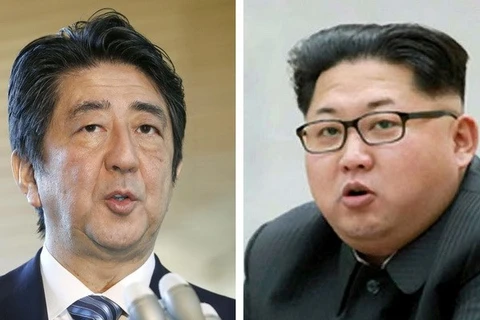 Thủ tướng Nhật Bản Shinzo Abe (trái) và nhà lãnh đạo Triều Tiên Kim Jong-un (phải). (Nguồn: Kyodo/TTXVN)