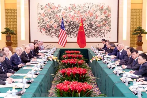 Toàn cảnh cuộc tham vấn lần thứ 3 về kinh tế và thương mại giữa phái đoàn Mỹ và Trung Quốc tại Bắc Kinh ngày 3/6. (Nguồn: THX/TTXVN)
