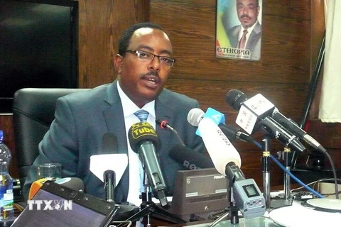  Ông Redwan Hussein phát biểu với báo giới tại Addis Ababa, Ethiopia ngày 17/2/2014. (Ảnh: AFP/TTXVN)