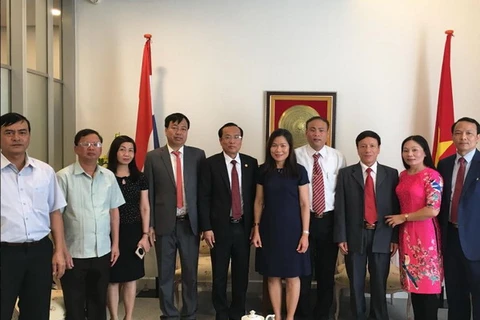 Đoàn đại biểu huyện Đan Phượng chụp ảnh chung tại Đại sứ quán Việt Nam tại Hà Lan. (Nguồn: Đại sứ quán Việt Nam tại Hà Lan)