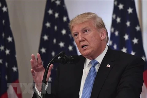 Tổng thống Mỹ Donald Trump phát biểu tại cuộc họp báo ở New York. Ảnh: (Nguồn: AFP/TTXVN)