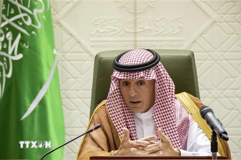 Ngoại trưởng Saudi Arabia Adel al-Jubeir trong cuộc họp báo tại thủ đô Riyadh. (Ảnh: AFP/TTXVN)