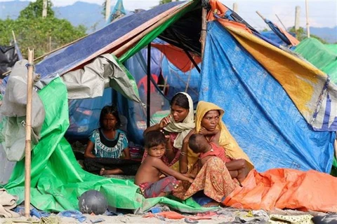 Người Rohingya tại trại tị nạn ở biên giới Myanmar-Bangladesh, gần thị trấn Maungsaw, bang Rakhine ngày 12/11/2017. (Nguồn: AFP/TTXVN) 