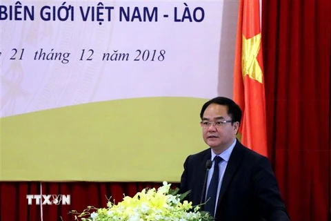Trưởng Ban Tôn giáo Chính phủ Vũ Chiến Thắng phát biểu tại hội nghị. (Ảnh: Quốc Việt/TTXVN)