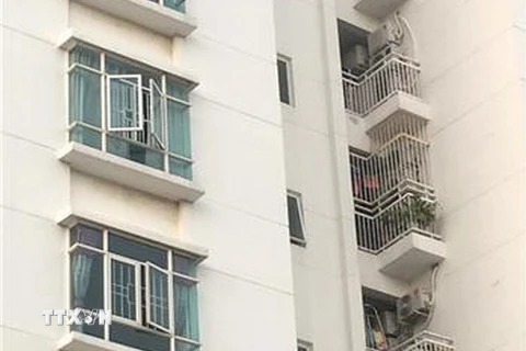 Người dân rào thêm khung sắt khu vực ban công tại căn hộ chung cư tại New Saigon-Hoàng Anh Gia Lai 3, huyện Nhà Bè. (Ảnh: Thanh Vũ/TTXVN)