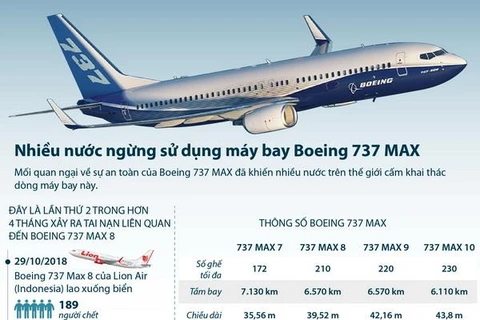 [Infographics] Nhiều nước ngừng sử dụng máy bay Boeing 737 MAX