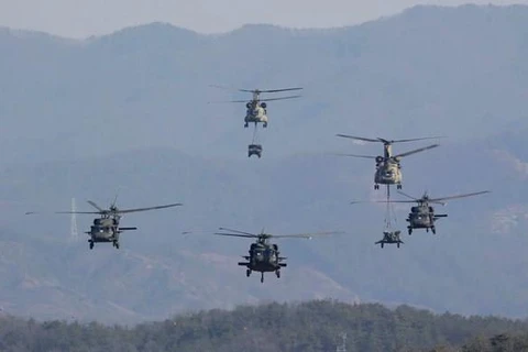 Trực thăng của Mỹ trong một cuộc tập trận với Hàn Quốc. (Nguồn: washingtonpost)