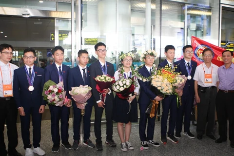 8 thí sinh đội tuyển quốc gia Việt Nam tham gia Olympic Vật lý châu Á lần thứ 20 năm 2019 đều đoạt giải. (Ảnh: Thanh Tùng/TTXVN) 