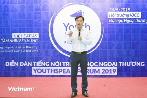 Ông Nguyễn Phương Sơn - Giám đốc Đối Ngoại Amway Việt Nam chia sẻ về sự bền vững dưới góc nhìn nhà kinh doanh. (Ảnh: Mỹ Phương/Vietnam+)