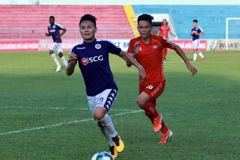 Hà Nội FC lấy lại được ngôi đầu V-League 2019 ở vòng 14. (Ảnh: Nguyên An/Vietnam+)