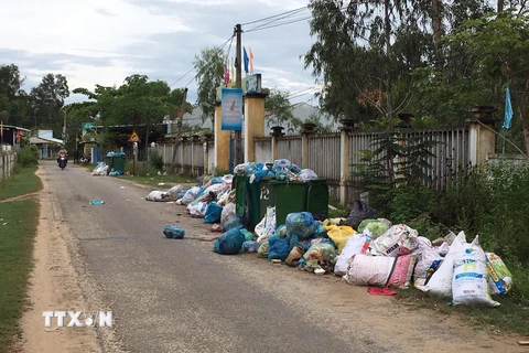 Rác thải sinh hoạt bị vứt bừa bãi tại một khu dân cư ở xã Tam Phú, thành phố Tam Kỳ (Quảng Nam). (Ảnh: Đỗ Trưởng/TTXVN)