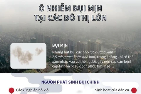 [Infographics] Ô nhiễm bụi mịn tại các đô thị lớn ở Việt Nam