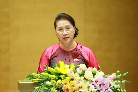 Chủ tịch Quốc hội Nguyễn Thị Kim Ngân phát biểu khai mạc. (Ảnh: Doãn Tấn/TTXVN)
