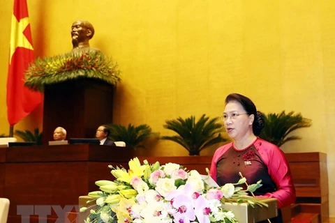 Chủ tịch Quốc hội Nguyễn Thị Kim Ngân phát biểu khai mạc. (Ảnh: Trọng Đức/TTXVN) 