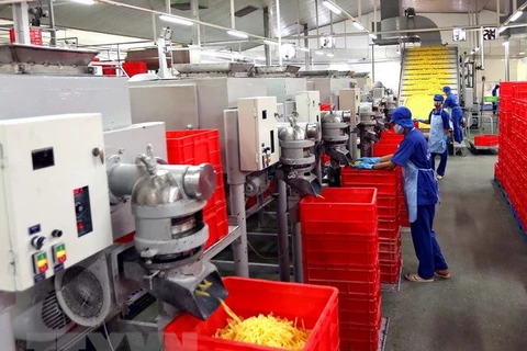 Đóng gói sản phẩm mì tại Công ty Cổ phần thực phẩm Safoco (thuộc Vinafood2). (Ảnh: Vũ Sinh/TTXVN)