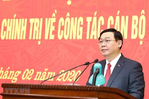 Ủy viên Bộ Chính trị, Bí thư Thành ủy Hà Nội Vương Đình Huệ. (Ảnh: Văn Điệp/TTXVN)