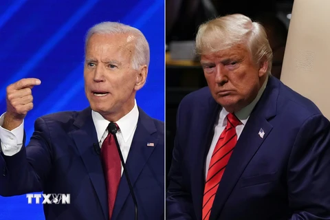 Tổng thống Mỹ Donald Trump (phải) và cựu Phó Tổng thống Mỹ Joe Biden. (Ảnh: AFP/TTXVN)