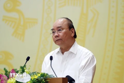 Thủ tướng Nguyễn Xuân Phúc phát biểu khai mạc Hội nghị. (Ảnh: Thống Nhất/TTXVN)