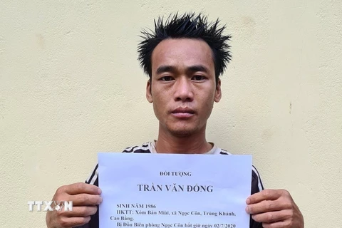 Đối tượng Trần văn Đổng bị bắt giữ về hành vi tổ chức cho người khác xuất cảnh trái phép. (Nguồn: TTXVN)