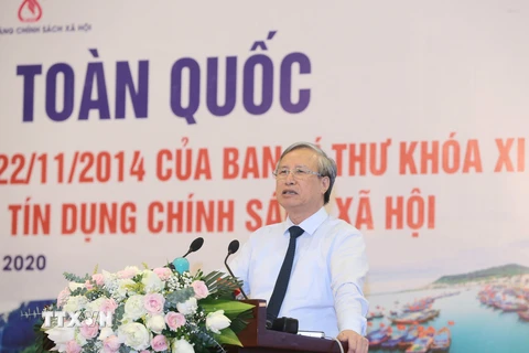Ông Trần Quốc Vượng, Ủy viên Bộ Chính trị, Thường trực Ban Bí thư phát biểu chỉ đạo tại Hội nghị. (Ảnh: Doãn Tấn/TTXVN)