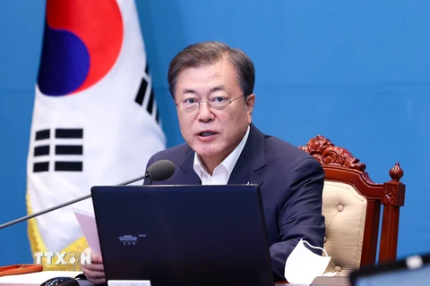 Tổng thống Hàn Quốc Moon Jae-in phát biểu tại Seoul. (Nguồn: Yonhap/TTXVN)