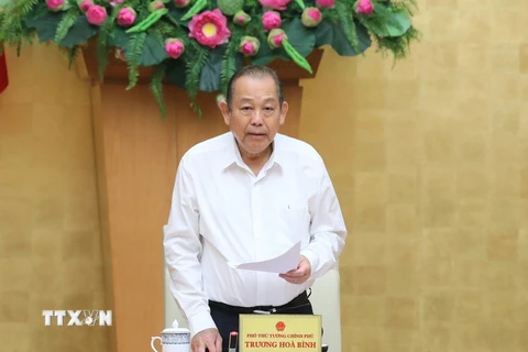 Phó Thủ tướng Thường trực Trương Hòa Bình phát biểu. (Ảnh: Doãn Tấn/TTXVN)