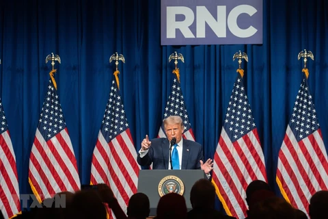 Tổng thống Mỹ Donald Trump phát biểu tại Đại hội Toàn quốc đảng Cộng hòa, ngày 24/8/2020. (Ảnh: AFP/TTXVN) 