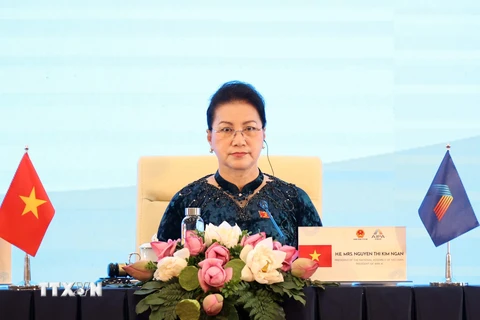 Chủ tịch Quốc hội Nguyễn Thị Kim Ngân, Chủ tịch AIPA- 41 điều hành Phiên toàn thể thứ nhất Đại hội đồng Liên nghị viện Hiệp hội các quốc gia Đông Nam Á lần thứ 41 (AIPA 41). (Nguồn: TTXVN)