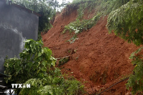 Sạt lở đất tại Làng Pẳn, xã Quang Kim, huyện Bát Xát. (Ảnh: Quốc Khánh/TTXVN)