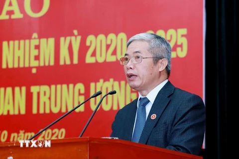 Ông Vũ Thành Nam, Trưởng Ban Tuyên giáo Đảng uỷ Khối các cơ quan Trung ương phát biểu. (Ảnh: Phương Hoa/TTXVN)