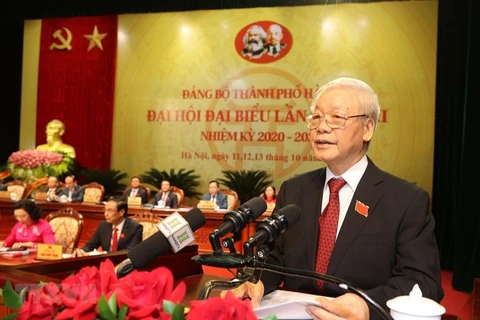 Tổng Bí thư, Chủ tịch nước Nguyễn Phú Trọng phát biểu chỉ đạo Đại hội. (Ảnh: Trí Dũng/TTXVN) 