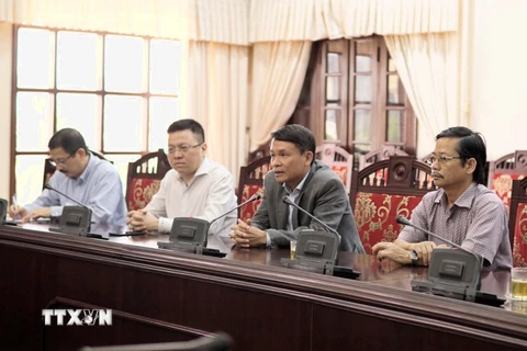 Ông Nguyễn Đức Lợi, Ủy viên Trung ương Đảng, Tổng giám đốc Thông tấn xã Việt Nam phát biểu tại buổi làm việc. (Nguồn: TTXVN)