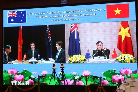 Đối thoại Quốc phòng Việt Nam-Australia lần thứ 4 tại các điểm cầu. (Ảnh: Hồng Pha/TTXVN phát)