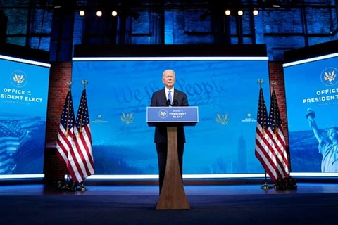 Ông Joe Biden phát biểu ở Wilmington sau khi cuộc bỏ phiếu của đại cử tri xác nhận ông giành chiến thắng. (Nguồn: Getty) 