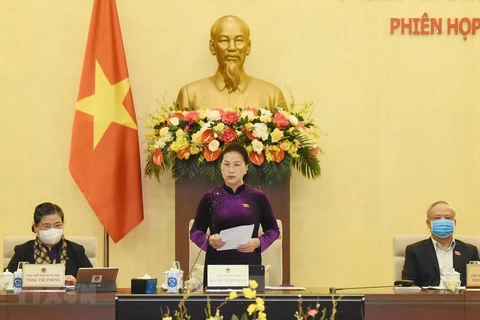 Chủ tịch Quốc hội Nguyễn Thị Kim Ngân chủ trì và phát biểu khai mạc Phiên họp thứ 51 của Ủy ban Thường vụ Quốc hội. (Ảnh: Trọng Đức/TTXVN)