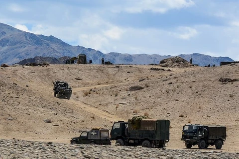 Xe quân sự của Ấn Độ tại khu vực Ladakh. (Nguồn: AFP)