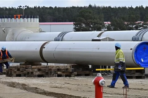 Công trình lắp đặt đường ống trong dự án Dòng chảy phương Bắc 2 tại Lubmin, miền Đông Bắc Đức. (Ảnh: AFP/TTXVN)