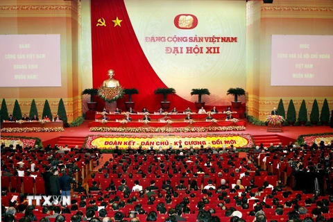 Đại hội đại biểu toàn quốc Đảng Cộng sản Việt Nam lần thứ XII diễn ra từ ngày 20-28/1/2016, tại Hà Nội. (Ảnh: Nguyễn Dân/TTXVN)