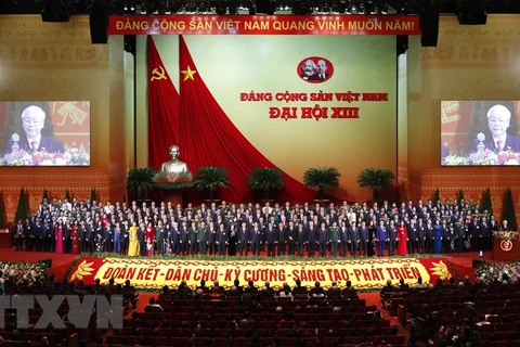 Đồng chí Nguyễn Phú Trọng, Tổng Bí thư BCHTW khóa XIII, Chủ tịch nước CHXHCN Việt Nam thay mặt BCHTW khóa XIII phát biểu ý kiến. (Nguồn: TTXVN) 
