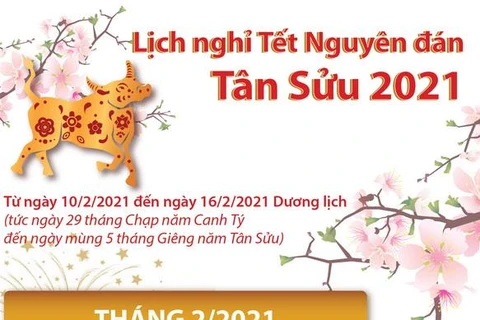 [Infographics] Lịch nghỉ Tết Nguyên đán Tân Sửu năm 2021