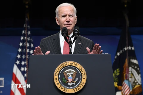 Tổng thống Mỹ Joe Biden phát biểu tại Washington, DC, ngày 10/2/2021. (Ảnh: AFP/TTXVN)