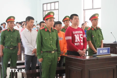 Các bị cáo tại phiên xét xử. (Ảnh: Nguyễn Thành/TTXVN)