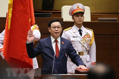 Chủ tịch Quốc hội Vương Đình Huệ tuyên thệ nhậm chức. (Ảnh: Dương Giang/TTXVN) 