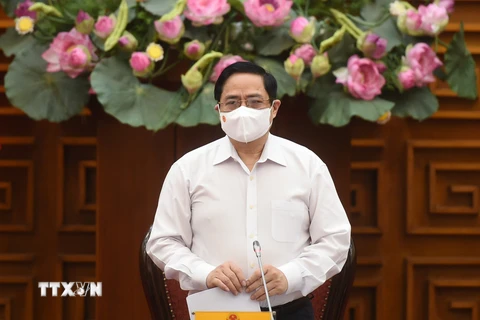 Thủ tướng Phạm Minh Chính chủ trì cuộc họp. (Ảnh: Văn Điệp/TTXVN) 
