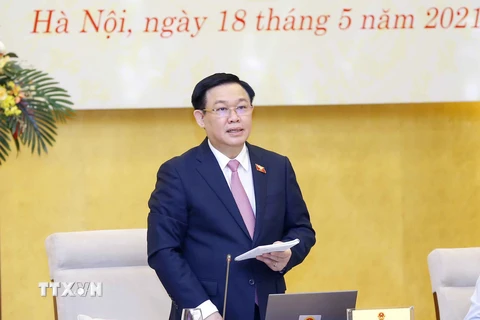 Chủ tịch Quốc hội Vương Đình Huệ phát biểu khai mạc hội nghị. (Ảnh: Doãn Tấn/TTXVN) 