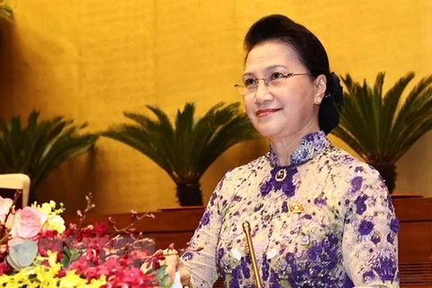 Trong lịch sử 75 năm Quốc hội Việt Nam, nhiệm kỳ Quốc hội khóa XIV mang một dấu ấn đặc biệt khi lần đầu tiên có một nữ chủ tịch Quốc hội. (Ảnh: TTXVN) 