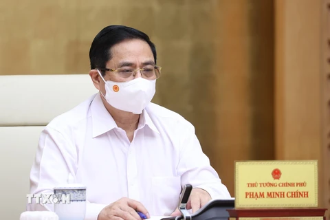 Thủ tướng Phạm Minh Chính chủ trì cuộc họp. (Ảnh: Dương Giang/TTXVN) 