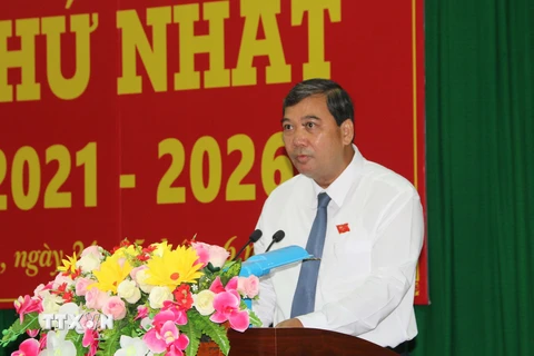 Ông Kim Ngọc Thái tái đắc cử Chủ tịch HĐND tỉnh Trà Vinh. (Ảnh: Phúc Sơn/TTXVN)