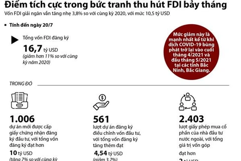 [Infographics] Điểm sáng trong bức tranh thu hút vốn FDI 7 tháng